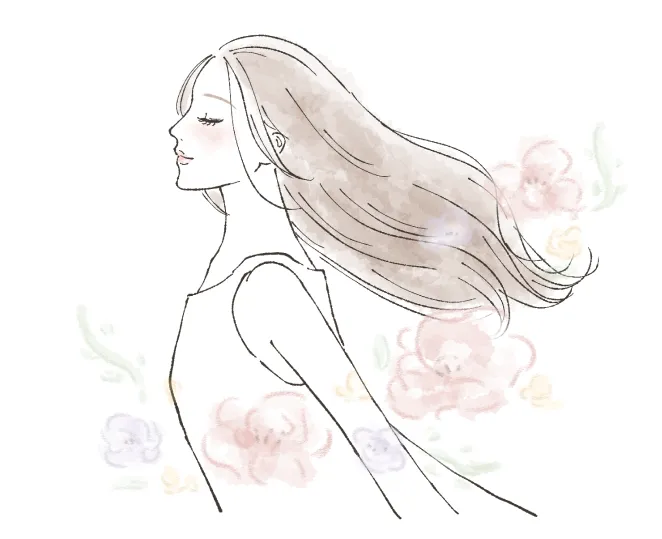 髪を靡かせる女性のイラスト